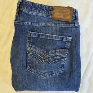 Seven7 Jeans Men 38x30 Blue Sayville Dark Wash Cotton Blend Stretch Straight Fit